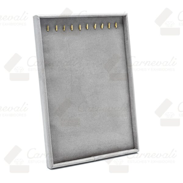 Charola Para 10 Cadena Tipo Suede Gris