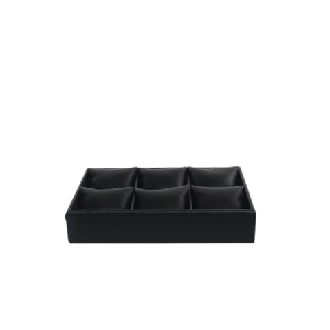 Charola De 6 Almohadas Para Pulsera/ Reloj Tipo Vinil Piel Negro