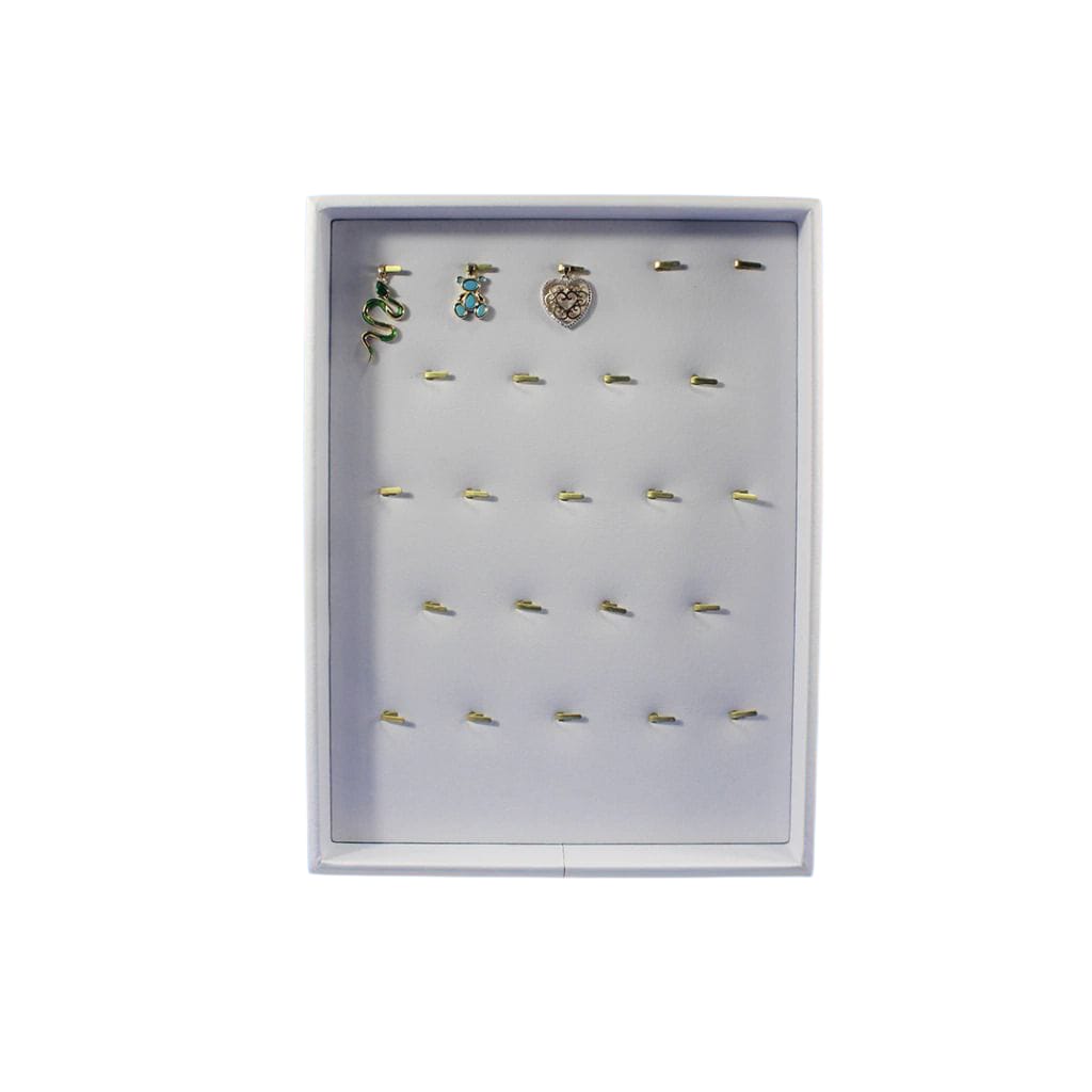 Charola Para 23 Dijes Tipo Vinil Piel Blanco
