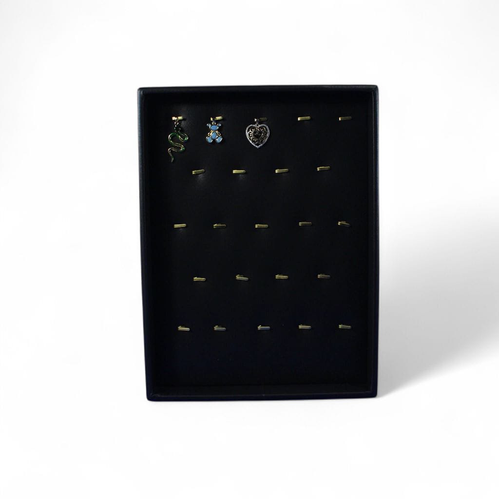 Charola Para 23 Dijes Tipo Vinil Piel Negro