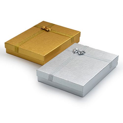 Caja De Cartón Dorada/Plateada Para Collar 6 Pzs