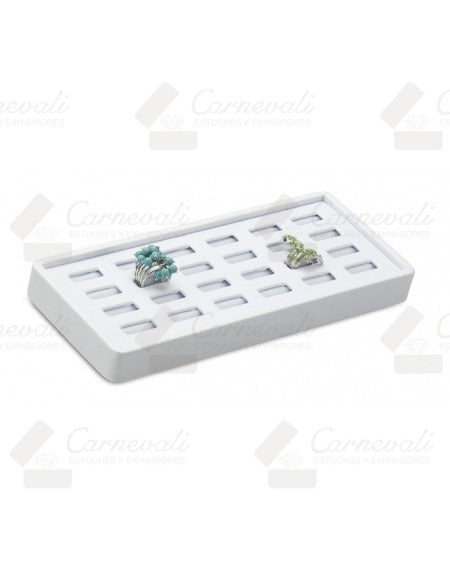 Charola Para 24 Anillos Tipo Vinil Piel Bco