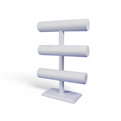 Exhibidor Vertical De 3 Tubos Para Pulseras Tipo Vinil Piel Blanco