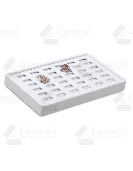 Charola Para 36 Anillos Tipo Vinil Piel Bco