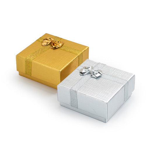 Caja De Cartón Dorada/Plateada Para Arete 12 Pzs