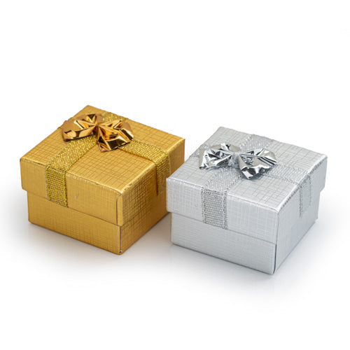 Caja De Cartón Dorada/Plateada Para Anillo 24 Pzs