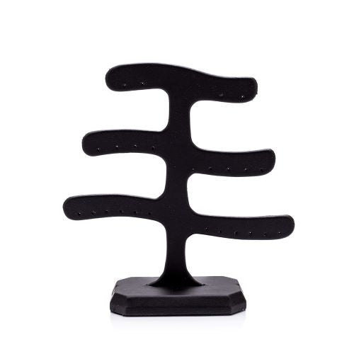 Árbol Para 12 Pares De Aretes Vinil Piel Negro