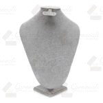 Cuello Realzado Grande Con Arete Tipo Suede Gris
