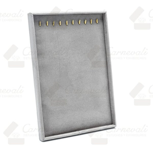 Charola Para 10 Cadena Tipo Suede Gris