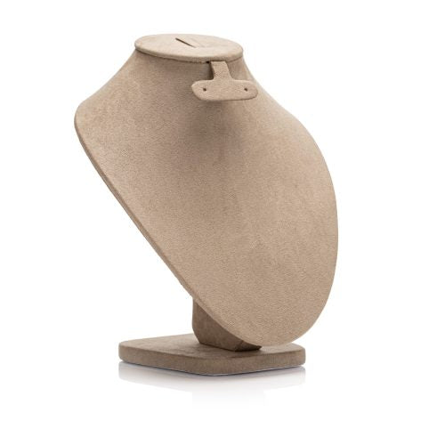 Cuello intermedio Con aretes y Anillo Tipo Suede Beige