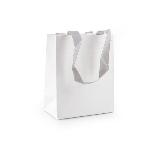 Bolsa De Papel Mate Blanca listón