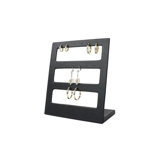 Ventana Para 9 Pares De Aretes Vinil Piel Negro